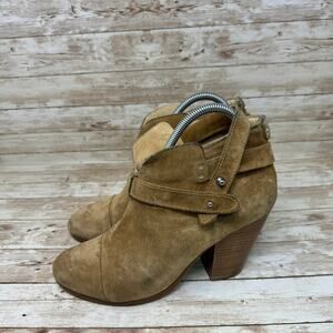 Rag & Bone Harrow Brown Suede Strappy Heeled Ankle Boots Womens EU Size 41